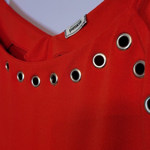 ๐ Pimkie Red Tank with Silver Eyelets - Picture 2 of 5